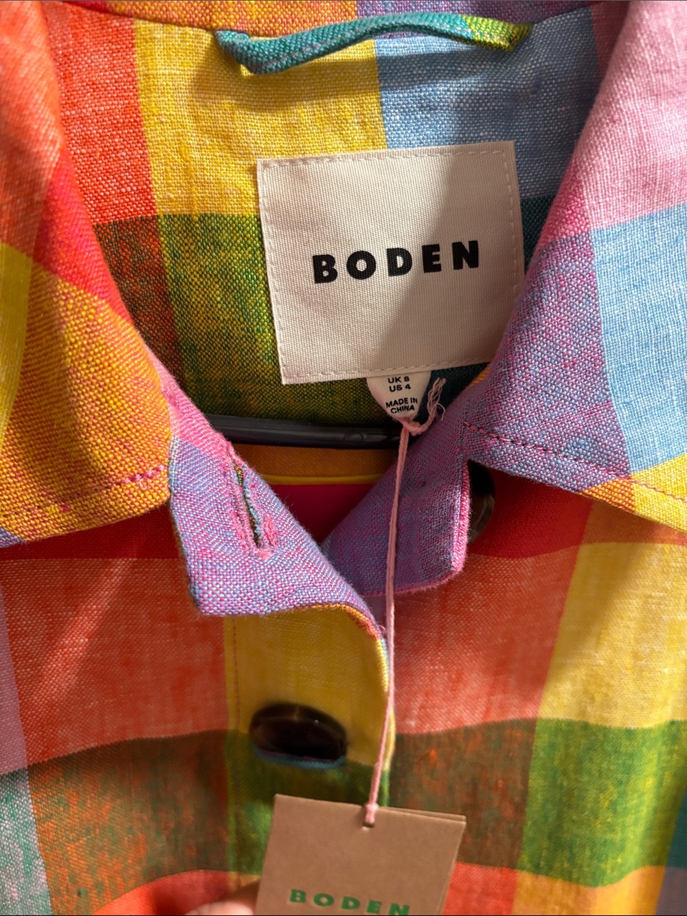 Boden Rainbow 🌈 Plaid Knightsbridge jacket, NWT size 4. - Picture 4 of 5